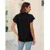 imageBlooming Jelly Womens Dressy Casual Tops V Neck Button Down Shirts Ruffle Short Sleeve BlouseBlack01