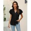 imageBlooming Jelly Womens Dressy Casual Tops V Neck Button Down Shirts Ruffle Short Sleeve BlouseBlack01