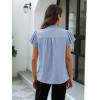 imageBlooming Jelly Womens Dressy Casual Tops V Neck Button Down Shirts Ruffle Short Sleeve BlouseBlue