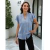 imageBlooming Jelly Womens Dressy Casual Tops V Neck Button Down Shirts Ruffle Short Sleeve BlouseBlue