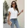 imageBlooming Jelly Womens Dressy Casual Tops V Neck Button Down Shirts Ruffle Short Sleeve BlouseWhite01