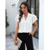 imageBlooming Jelly Womens Dressy Casual Tops V Neck Button Down Shirts Ruffle Short Sleeve BlouseWhite01