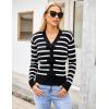 imageBlooming Jelly Womens Fall Sweaters Striped Cropped Sweater Lightweight Knit Sweater Bow V Neck Pullover SweatersBlack White Stripe
