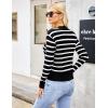 imageBlooming Jelly Womens Fall Sweaters Striped Cropped Sweater Lightweight Knit Sweater Bow V Neck Pullover SweatersBlack White Stripe