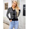imageBlooming Jelly Womens Fall Sweaters Striped Cropped Sweater Lightweight Knit Sweater Bow V Neck Pullover SweatersBlack White Stripe