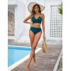 imageBlooming Jelly Womens High Waisted Bikini Sets Drawstring Tummy Control Swimsuits Crisscross Tie Back Bathing SuitBlue Green 043