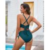 imageBlooming Jelly Womens High Waisted Bikini Sets Drawstring Tummy Control Swimsuits Crisscross Tie Back Bathing SuitBlue Green 043