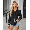 imageBlooming Jelly Womens Long Sleeve Button Down Shirts V Neck Dressy Casual Tops Collared Blouse Fall Clothes 2024Black