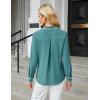 imageBlooming Jelly Womens Long Sleeve Button Down Shirts V Neck Dressy Casual Tops Collared Blouse Fall Clothes 2024Turquoise