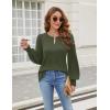 imageBlooming Jelly Womens Long Sleeve Dressy Casual Top V Neck Puff Sleeve Shirt Keyhole Blouse 2025Army Green