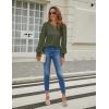 imageBlooming Jelly Womens Long Sleeve Dressy Casual Top V Neck Puff Sleeve Shirt Keyhole Blouse 2025Army Green