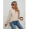 imageBlooming Jelly Womens Long Sleeve Dressy Casual Top V Neck Puff Sleeve Shirt Keyhole Blouse 2025Beige Woven