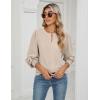imageBlooming Jelly Womens Long Sleeve Dressy Casual Top V Neck Puff Sleeve Shirt Keyhole Blouse 2025Beige Woven