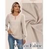 imageBlooming Jelly Womens Long Sleeve Dressy Casual Top V Neck Puff Sleeve Shirt Keyhole Blouse 2025Beige Woven