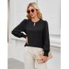 imageBlooming Jelly Womens Long Sleeve Dressy Casual Top V Neck Puff Sleeve Shirt Keyhole Blouse 2025Black Woven