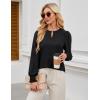 imageBlooming Jelly Womens Long Sleeve Dressy Casual Top V Neck Puff Sleeve Shirt Keyhole Blouse 2025Black Woven