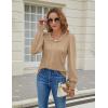 imageBlooming Jelly Womens Long Sleeve Dressy Casual Top V Neck Puff Sleeve Shirt Keyhole Blouse 2025Brown