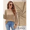 imageBlooming Jelly Womens Long Sleeve Dressy Casual Top V Neck Puff Sleeve Shirt Keyhole Blouse 2025Brown
