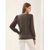 imageBlooming Jelly Womens Long Sleeve Dressy Casual Top V Neck Puff Sleeve Shirt Keyhole Blouse 2025Deep Brown