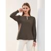imageBlooming Jelly Womens Long Sleeve Dressy Casual Top V Neck Puff Sleeve Shirt Keyhole Blouse 2025Deep Brown