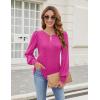 imageBlooming Jelly Womens Long Sleeve Dressy Casual Top V Neck Puff Sleeve Shirt Keyhole Blouse 2025Hot Pink