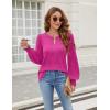 imageBlooming Jelly Womens Long Sleeve Dressy Casual Top V Neck Puff Sleeve Shirt Keyhole Blouse 2025Hot Pink