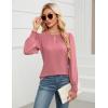 imageBlooming Jelly Womens Long Sleeve Dressy Casual Top V Neck Puff Sleeve Shirt Keyhole Blouse 2025Pink Woven