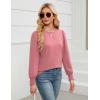imageBlooming Jelly Womens Long Sleeve Dressy Casual Top V Neck Puff Sleeve Shirt Keyhole Blouse 2025Pink Woven