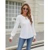 imageBlooming Jelly Womens Long Sleeve Dressy Casual Top V Neck Puff Sleeve Shirt Keyhole Blouse 2025White