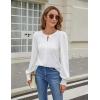 imageBlooming Jelly Womens Long Sleeve Dressy Casual Top V Neck Puff Sleeve Shirt Keyhole Blouse 2025White