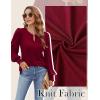 imageBlooming Jelly Womens Long Sleeve Dressy Casual Top V Neck Puff Sleeve Shirt Keyhole Blouse 2025Wine Red