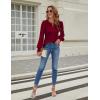 imageBlooming Jelly Womens Long Sleeve Dressy Casual Top V Neck Puff Sleeve Shirt Keyhole Blouse 2025Wine Red