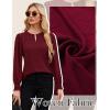 imageBlooming Jelly Womens Long Sleeve Dressy Casual Top V Neck Puff Sleeve Shirt Keyhole Blouse 2025Wine Red Woven