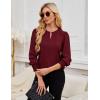 imageBlooming Jelly Womens Long Sleeve Dressy Casual Top V Neck Puff Sleeve Shirt Keyhole Blouse 2025Wine Red Woven