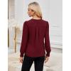 imageBlooming Jelly Womens Long Sleeve Dressy Casual Top V Neck Puff Sleeve Shirt Keyhole Blouse 2025Wine Red Woven