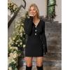 imageBlooming Jelly Womens Long Sleeve Sweater Dress Sexy V Neck Bodycon Mini Fall Dress Trendy Ribbed Knit Ladies Winter SweaterBlack
