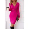 imageBlooming Jelly Womens Long Sleeve Sweater Dress Sexy V Neck Bodycon Mini Fall Dress Trendy Ribbed Knit Ladies Winter SweaterHot Pink