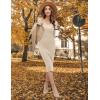 imageBlooming Jelly Womens Midi Sweater Dress Long Sleeve V Neck Bodycon Fall Dresses 2023 Casual Knee Length Ladies Winter DressApricot