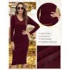 imageBlooming Jelly Womens Midi Sweater Dress Long Sleeve V Neck Bodycon Fall Dresses 2023 Casual Knee Length Ladies Winter DressBurgundy