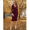 imageBlooming Jelly Womens Midi Sweater Dress Long Sleeve V Neck Bodycon Fall Dresses 2023 Casual Knee Length Ladies Winter DressBurgundy
