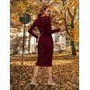 imageBlooming Jelly Womens Midi Sweater Dress Long Sleeve V Neck Bodycon Fall Dresses 2023 Casual Knee Length Ladies Winter DressBurgundy