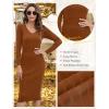 imageBlooming Jelly Womens Midi Sweater Dress Long Sleeve V Neck Bodycon Fall Dresses 2023 Casual Knee Length Ladies Winter DressCaramel