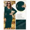 imageBlooming Jelly Womens Midi Sweater Dress Long Sleeve V Neck Bodycon Fall Dresses 2023 Casual Knee Length Ladies Winter DressDark Green