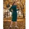 imageBlooming Jelly Womens Midi Sweater Dress Long Sleeve V Neck Bodycon Fall Dresses 2023 Casual Knee Length Ladies Winter DressDark Green