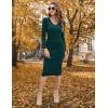 imageBlooming Jelly Womens Midi Sweater Dress Long Sleeve V Neck Bodycon Fall Dresses 2023 Casual Knee Length Ladies Winter DressDark Green