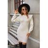 imageBlooming Jelly Womens Mini Sweater Dress Mock Neck Ruffle Long Puff Sleeve Ribbed Casual Bodycon Fall Dresses Winter ClothesApricot
