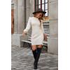 imageBlooming Jelly Womens Mini Sweater Dress Mock Neck Ruffle Long Puff Sleeve Ribbed Casual Bodycon Fall Dresses Winter ClothesApricot