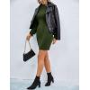 imageBlooming Jelly Womens Mini Sweater Dress Mock Neck Ruffle Long Puff Sleeve Ribbed Casual Bodycon Fall Dresses Winter ClothesArmy Green