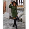 imageBlooming Jelly Womens Mini Sweater Dress Mock Neck Ruffle Long Puff Sleeve Ribbed Casual Bodycon Fall Dresses Winter ClothesArmy Green