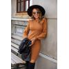 imageBlooming Jelly Womens Mini Sweater Dress Mock Neck Ruffle Long Puff Sleeve Ribbed Casual Bodycon Fall Dresses Winter ClothesBrown